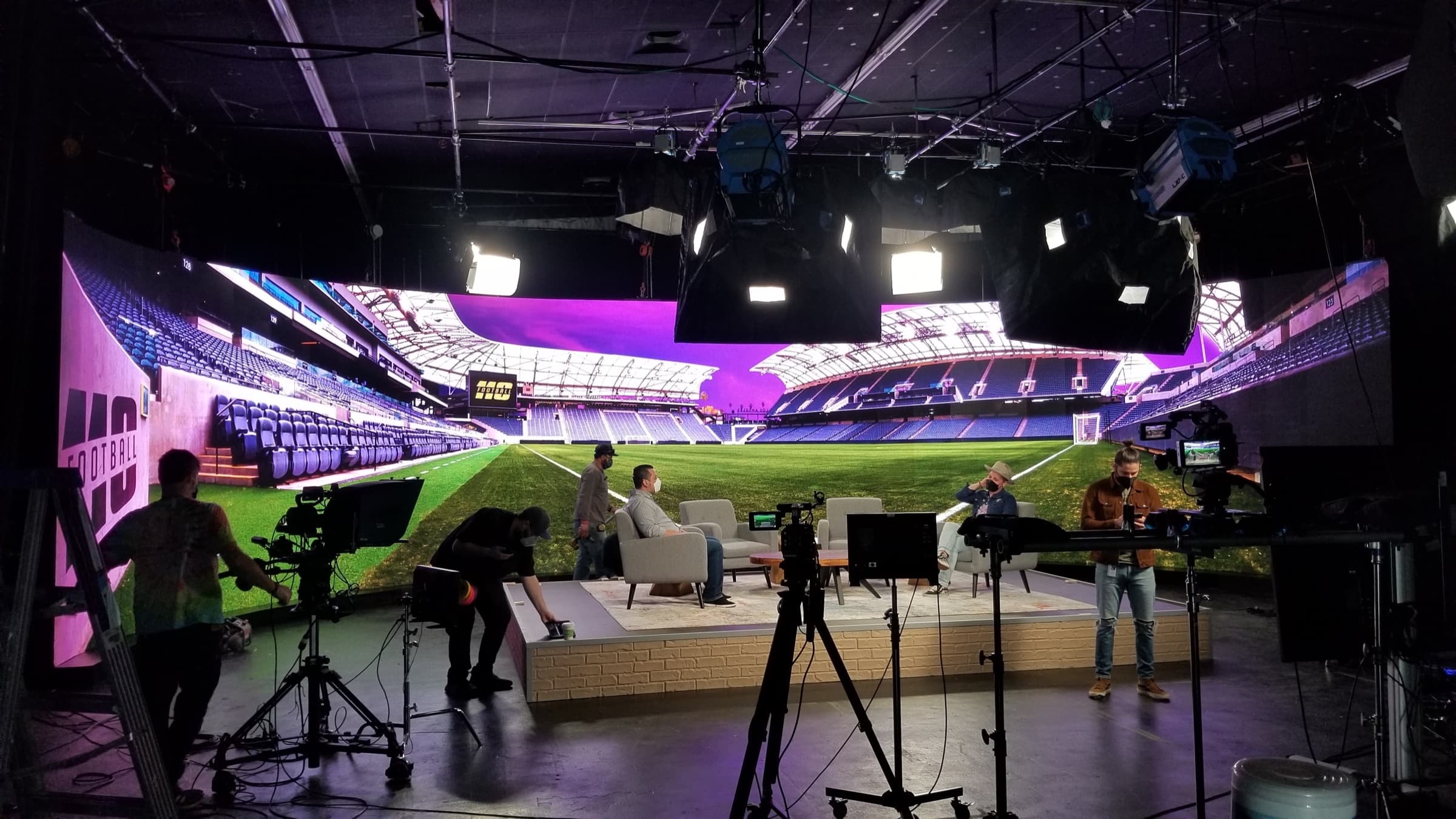 Jaz Entertainment virtual production studio with cameras, lighting, and an LED wall