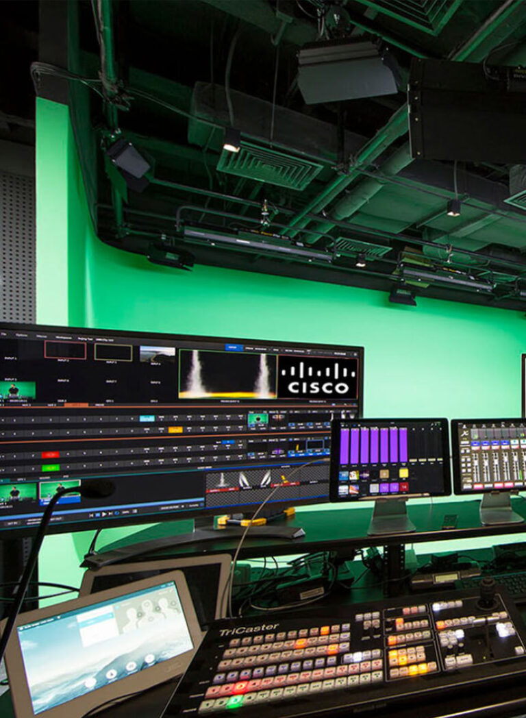 Green screen studio built by Jaz Entertainment for Cisco, showcasing studio construction capabilities.